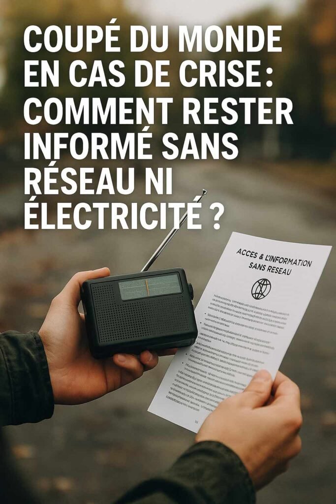 Photographie d’un poste radio à manivelle allumé dans une pièce sombre, symbole de la résilience en situation de coupure de réseau
