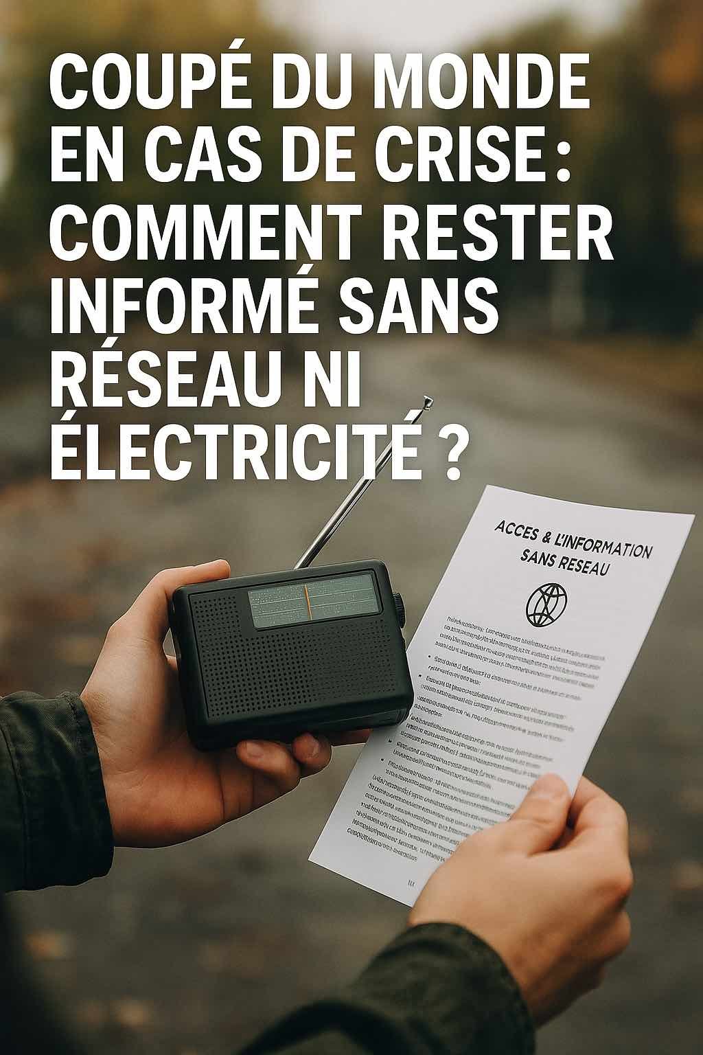 Photographie d’un poste radio à manivelle allumé dans une pièce sombre, symbole de la résilience en situation de coupure de réseau