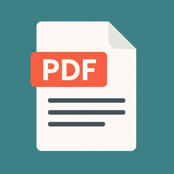 Icône stylisée représentant un document PDF sur fond vert, illustrant la version téléchargeable de la fiche « Anticiper un confinement soudain – Créer une réserve familiale stratégique »