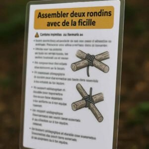 Assembler deux rondins avec de la ficelle – Fiche imprimable de techniques de ligature