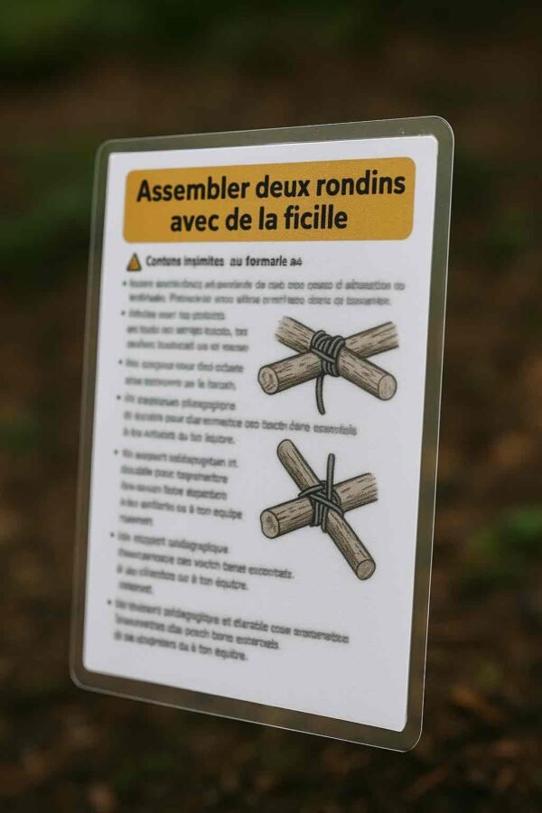 Assembler deux rondins avec de la ficelle – Fiche imprimable de techniques de ligature