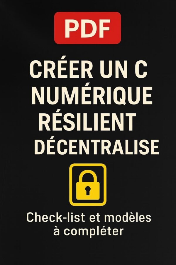 Visuel PDF “Créer un coffre numérique résilient et décentralisé” avec pictogramme cadenas et fond noir
