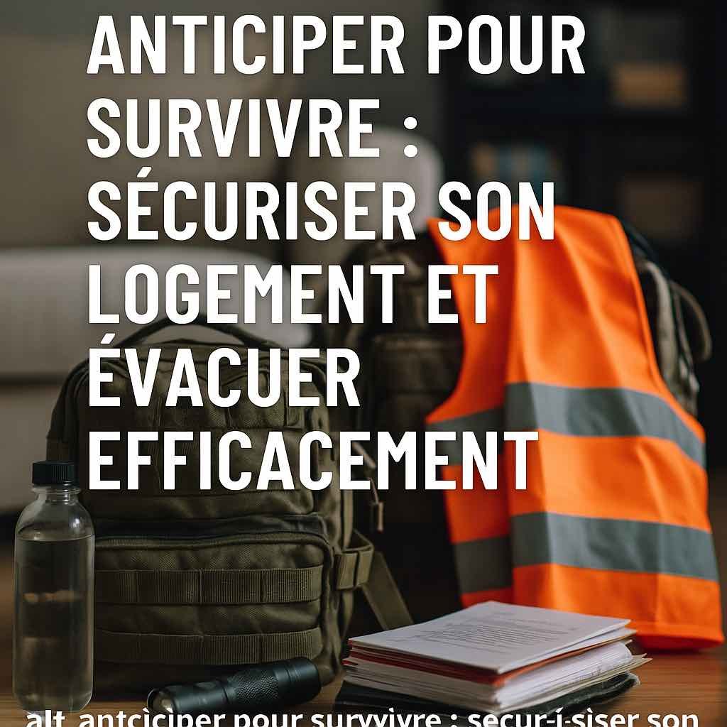 Une maison isolée sous un ciel orageux avec le texte « Préparer sa maison avant l’alerte » en surimpression