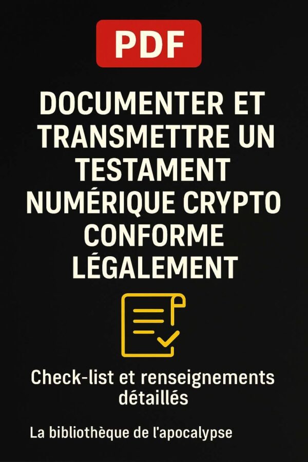 Couverture de la fiche téléchargeable « Documenter un testament numérique crypto » – Guide pratique au format PDF