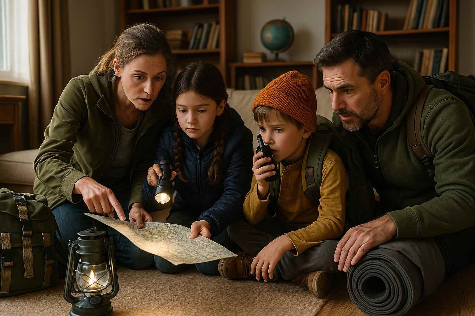 Une famille s’entraîne à la survie en jouant à des scénarios pratiques dans une ambiance détendue
